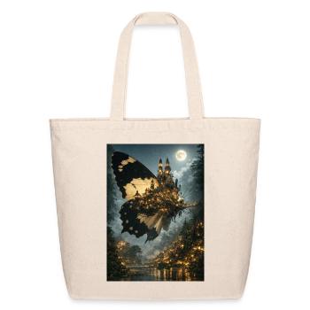 Majestic Butterfly City Under Moonlight – Surreal  - Eco-Friendly Cotton Tote - natural - Front