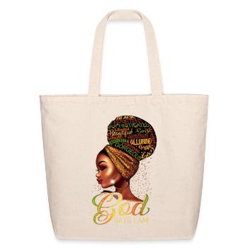God Says I Am Afro Queen - Eco-Friendly Cotton Tote - natural - Front