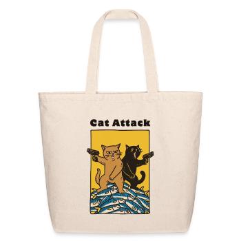 Cat Attack Funny Cats  - Eco-Friendly Cotton Tote - natural - Front