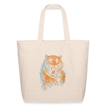 Vibrant Neon Tiger Leap - Eco-Friendly Cotton Tote - natural - Front