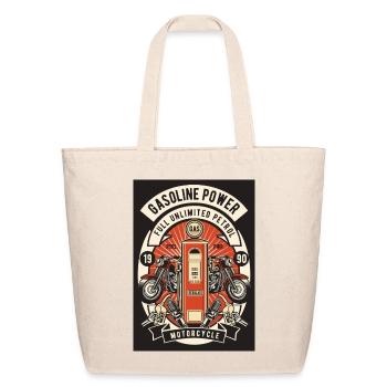 Gasoline Power Vintage Motorcycle Emblem - Eco-Friendly Cotton Tote - natural - Front