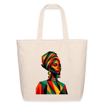 Vibrant Geometric Queen - Eco-Friendly Cotton Tote - natural - Front