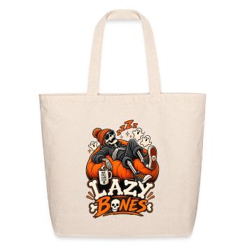 Lazy Bones Tshirt - Eco-Friendly Cotton Tote - natural - Front