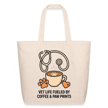 Vet Cafe Paw Latte - Eco-Friendly Cotton Tote - natural - Front