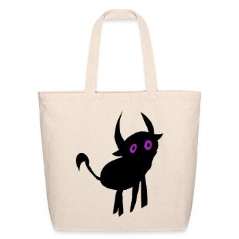Whimsical Alien Face Design - Eco-Friendly Cotton Tote - natural - Front