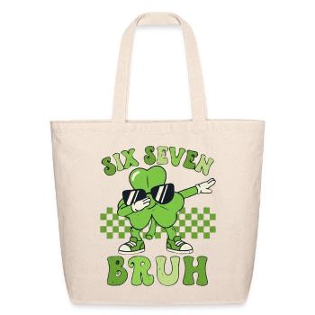 Six Seven Bruh Clover st patrick day - Eco-Friendly Cotton Tote - natural - Front