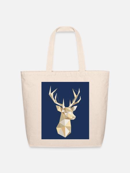 Geometric Deer Head Navy Art - Eco-Friendly Cotton Tote - natural