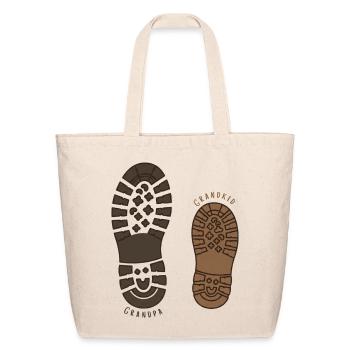 Grandpa Grandkid Footprint Duo - Eco-Friendly Cotton Tote - natural - Front