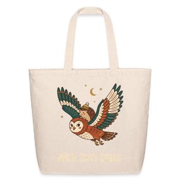 Night Shift Squad Owl and Hedgehog - Eco-Friendly Cotton Tote - natural - Front