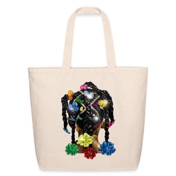 Vibrant Braided Bloom Motif - Eco-Friendly Cotton Tote - natural - Front