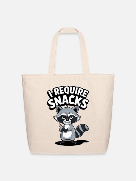 Snack-Seeking Raccoon Tee - Eco-Friendly Cotton Tote - natural