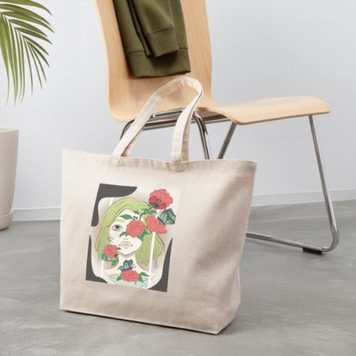 Girl with Rose Vine - Eco-Friendly Cotton Tote