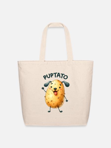 Funny Puppy Potato Puptato - Eco-Friendly Cotton Tote - natural