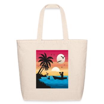 Tourist in tropical sunset - Eco-Friendly Cotton Tote - natural - Front