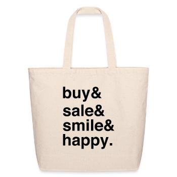 Bargain Lover Shopping Joy Smiling Deals - Eco-Friendly Cotton Tote - natural - Front