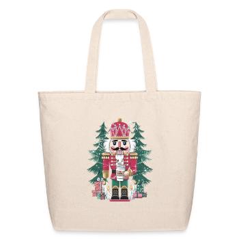 Festive Nutcracker with Coffee for a Nutcracker - Eco-Friendly Cotton Tote - natural - Front