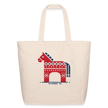 Minimalist Red Nordic Dala Horse Design - Eco-Friendly Cotton Tote - natural - Front