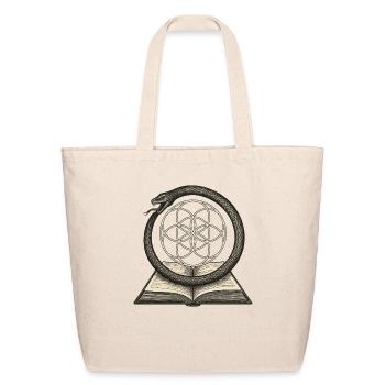 Ouroboros with Seed of Life Book - Eco-Friendly Cotton Tote - natural - Front