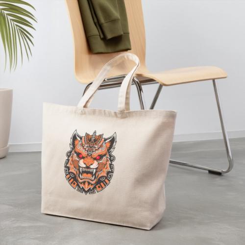 Tribal Demon Wolf Mask - Eco-Friendly Cotton Tote