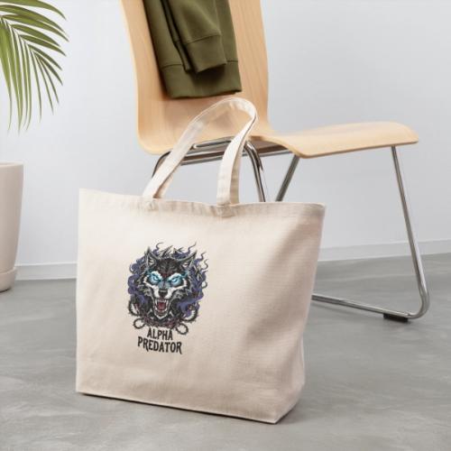 Alpha Predator Wolf Fierce Neon Eyes - Eco-Friendly Cotton Tote