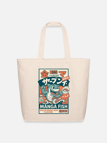 Manga Fish - Eco-Friendly Cotton Tote - natural