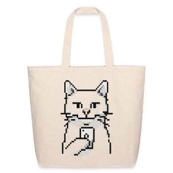 Pixel Cat Pixel Art Tee - Eco-Friendly Cotton Tote - natural - Front