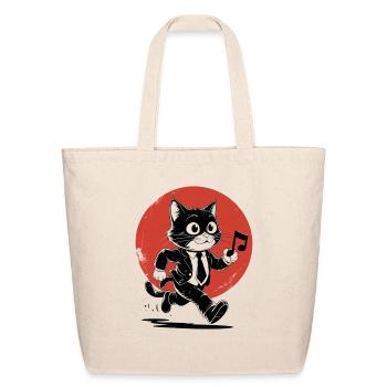 Whimsical Black White Cat Conducto - Eco-Friendly Cotton Tote - natural - Front