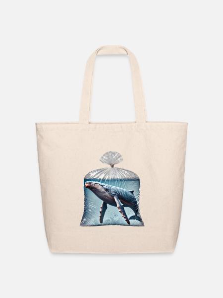 Whale in Plastic: Save the Ocean" - Eco-Friendly Cotton Tote - natural