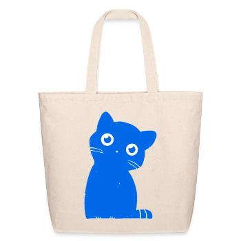 Azure Blue Cat Silhouette - Eco-Friendly Cotton Tote - natural - Front
