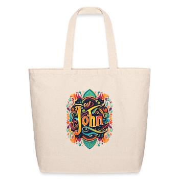 john name - Eco-Friendly Cotton Tote - natural - Front