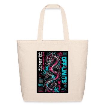 Neon Dragon Chaos Print - Eco-Friendly Cotton Tote - natural - Front
