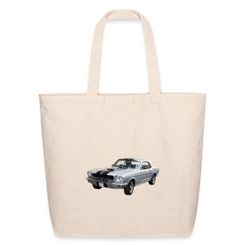 Mustang Classic: Silver Racing Stripes - Eco-Friendly Cotton Tote - natural - Front