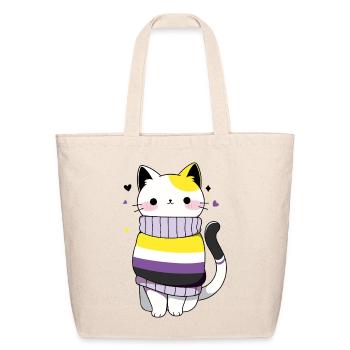Non-binary Cat CSD Queer Pride Month LGBT Queer - Eco-Friendly Cotton Tote - natural - Front