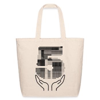 Geometric Halftone Number 5 With Open Hands Graphi - Eco-Friendly Cotton Tote - natural - Front
