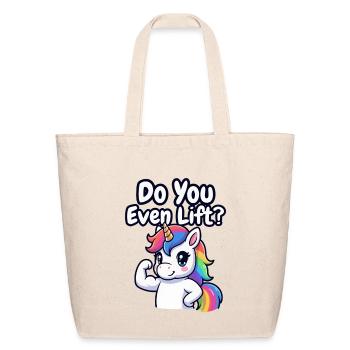 Unicorn Gym Flex: Do You Even Lift? - Eco-Friendly Cotton Tote - natural - Front