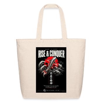 Rise & Conquer Japanese Koi Fish Aesthetic Tee - Eco-Friendly Cotton Tote - natural - Front