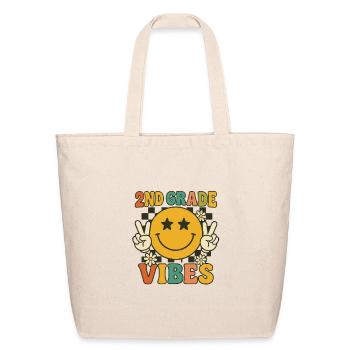2nd Grade Vibes T-Shirt – Retro Happy Face  - Eco-Friendly Cotton Tote - natural - Front