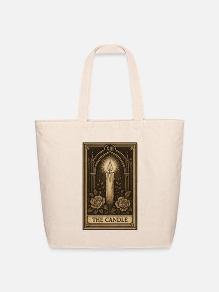 Candle in Gothic Arch Tarot Card - Eco-Friendly Cotton Tote - natural