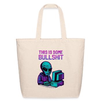 Neon Alien at Retro Computer - Eco-Friendly Cotton Tote - natural - Front