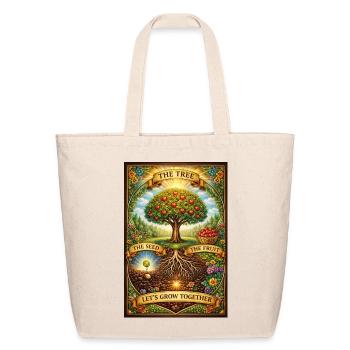 The Tree of Growth and Unity - Eco-Friendly Cotton Tote - natural - Front