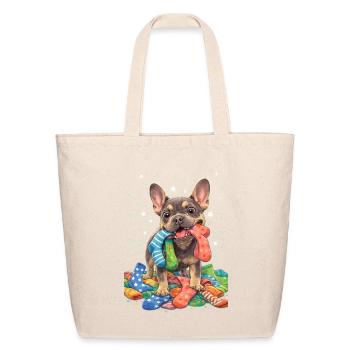 Puppy Sock Party Illustration - Eco-Friendly Cotton Tote - natural - Front