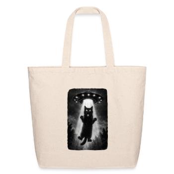 Black Cat Alien Abduction - Eco-Friendly Cotton Tote - natural - Front