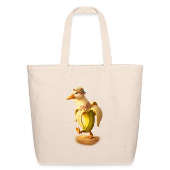 Cute Banana Duck Wearing Straw Hat - Funny Cottage - Eco-Friendly Cotton Tote - natural - Front