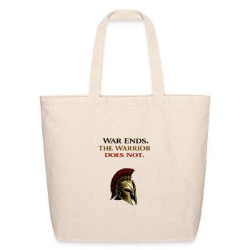 War Ends The Warrior Does Not - Spartan Helmet - Eco-Friendly Cotton Tote - natural - Front