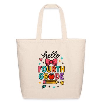 Hello Fourth Grade - Eco-Friendly Cotton Tote - natural - Front