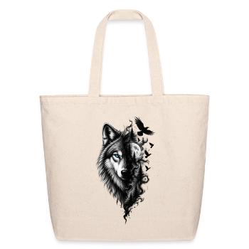 Lunar Wolf in Moonlit Forest - Eco-Friendly Cotton Tote - natural - Front