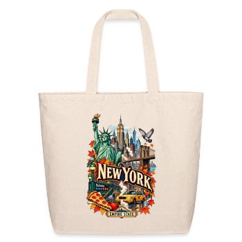 Vintage New York Tattoo Style Empire State Illustr - Eco-Friendly Cotton Tote - natural - Front