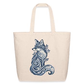Frostlit Swirl Wolf - Eco-Friendly Cotton Tote - natural - Front