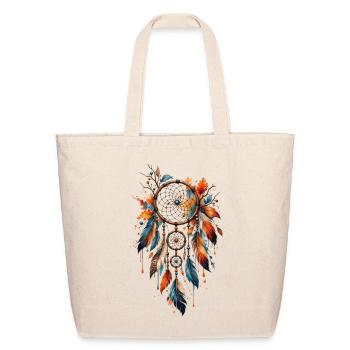 Native Wolf Dreamcatcher Art - Eco-Friendly Cotton Tote - natural - Front