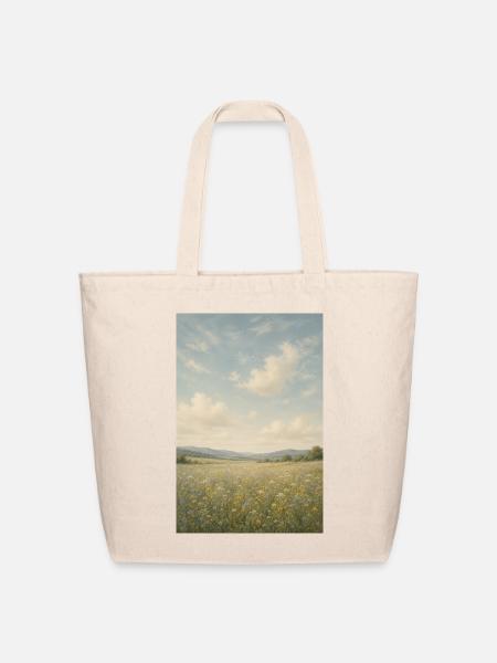 Meadow Bloom Under Wide Sky - Eco-Friendly Cotton Tote - natural